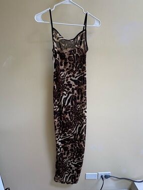 Cheetah Print Slip Mesh Dress